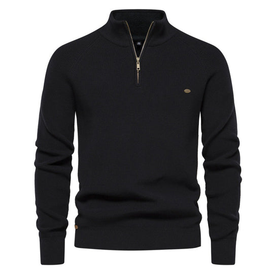 Herren Strickpullover mit halbem Reißverschluss und sportlichen Details EB