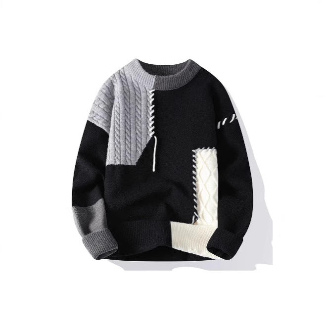 Herren Strickpullover mit kreativem Muster und strukturierten Akzenten EB