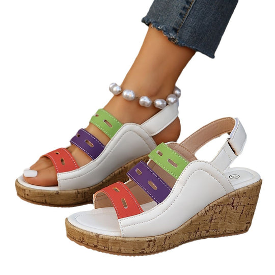 Damen Wedge-Sandalen mit modischem Riemendesign und komfortabler Korksohle EB