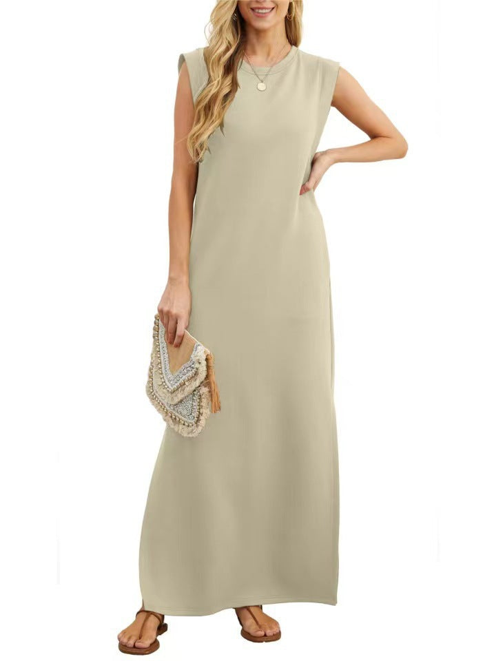 Damen Maxikleid mit modernen Schulterdetails und fließendem Schnitt EB