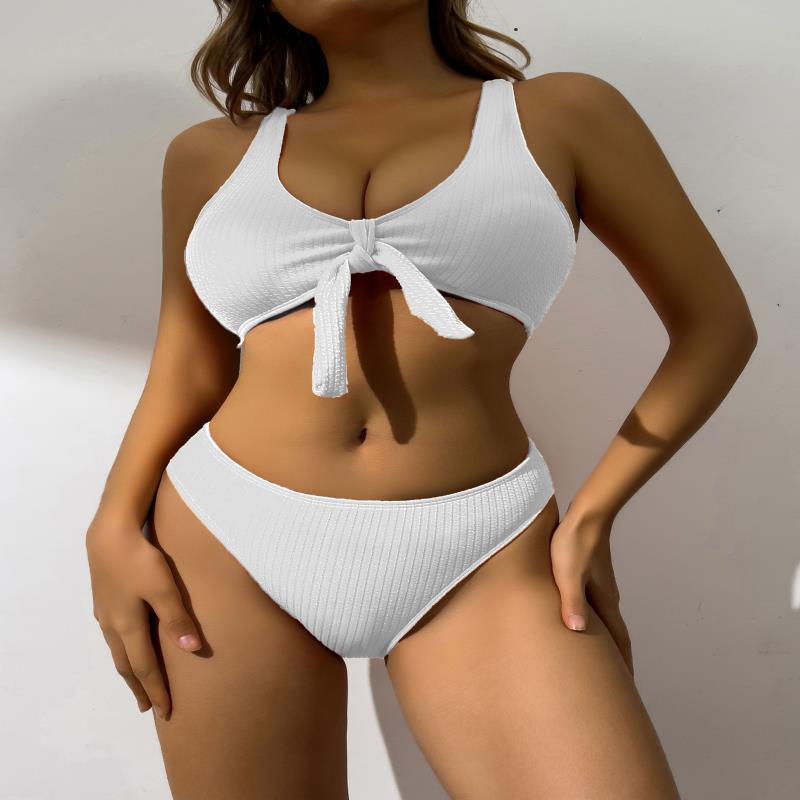 Damen Badeanzug im stilvollen Crop-Top Design mit Knotendetail EB