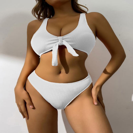 Damen Badeanzug im stilvollen Crop-Top Design mit Knotendetail EB