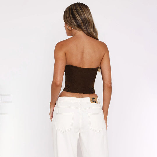 Damen Corsage-Top mit Herz-Ausschnitt aus glattem Satin EB