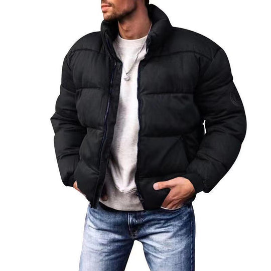 Herren nan wattierte Steppjacke mit hohem Stehkragen, Thermofüllung und elastischen Bündchen EB