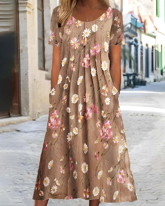 Damen Maxikleid mit floralem Design und praktischen Taschen Heidi-Mode