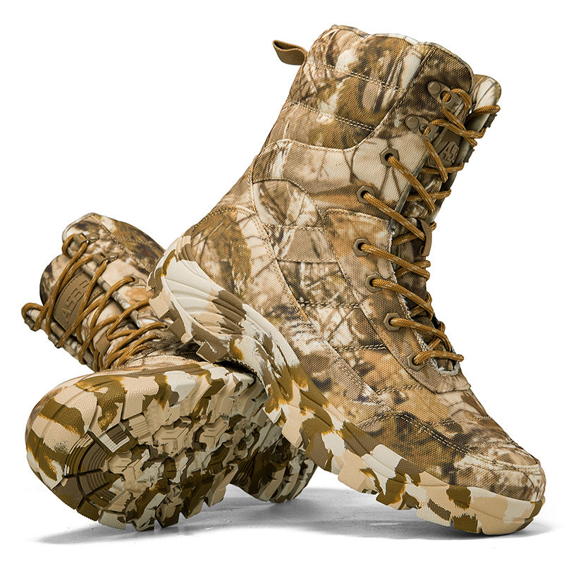 Herren Camouflage Gummistiefel mit rutschfester Sohle und hohem Schaft EB