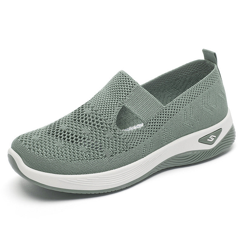 Damen nan leichter gestrickter Slipper-Sneaker mit elastischem Mittelriemen und ergonomischer Memory-Komfortsohle EB