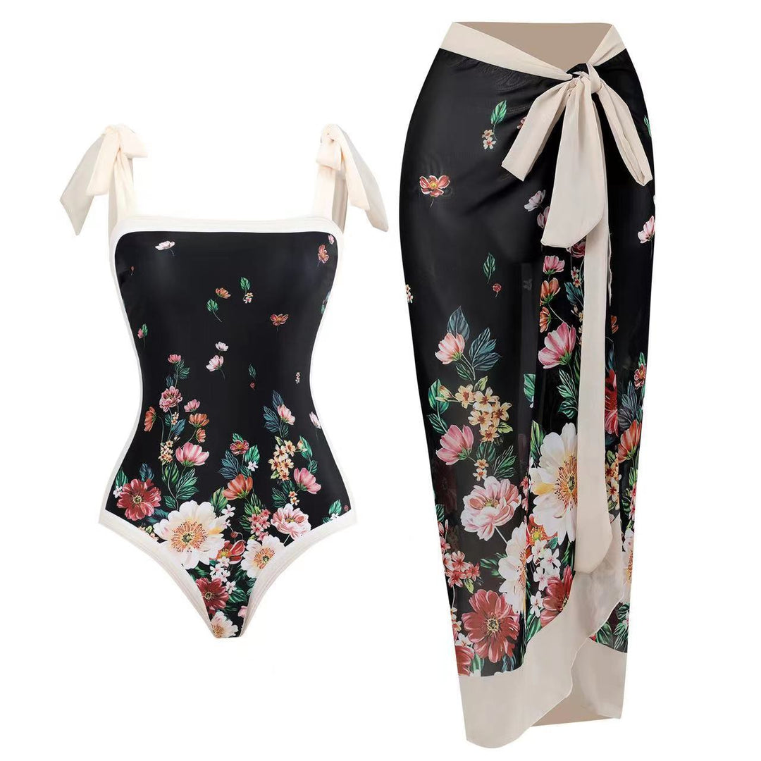 Damen Einteiler Badeanzug mit asymmetrischem Schnitt und eleganter Palazzo-Hose EB