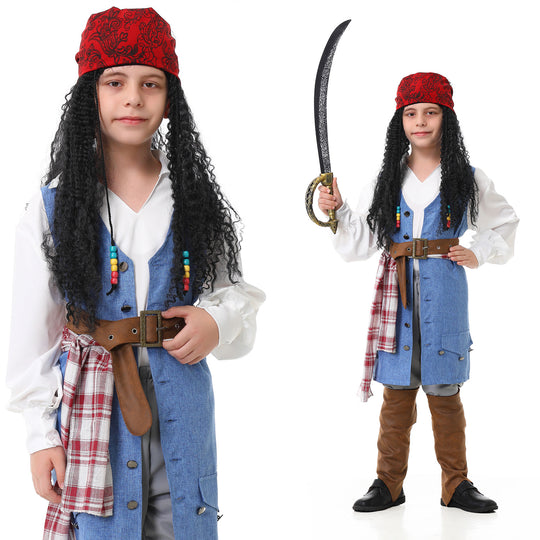 Jungen Piratenkostüm mit detailverliebtem Gehrock und Accessoires EB