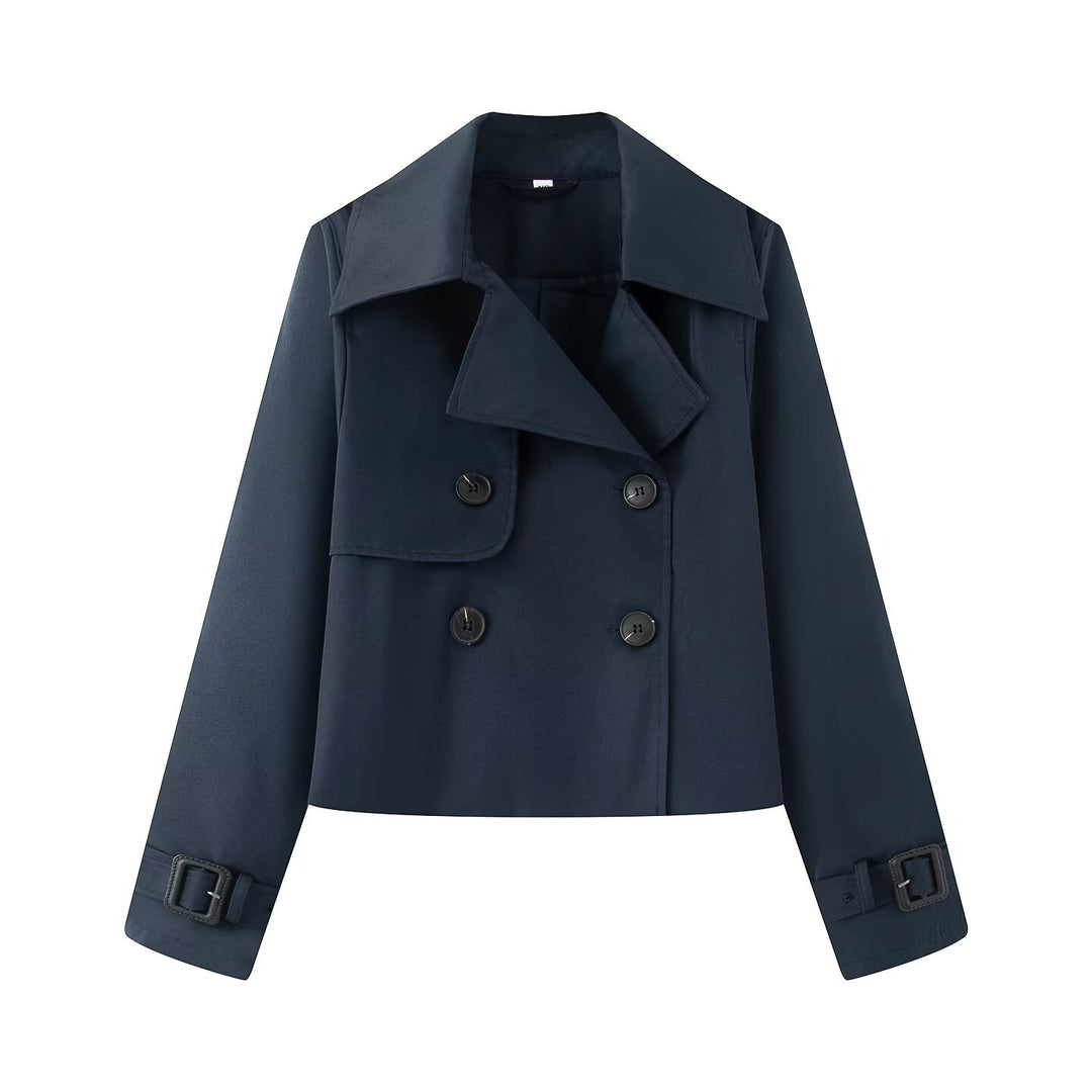Damen elegante Trenchcoat-Jacke mit klassischen Details EB