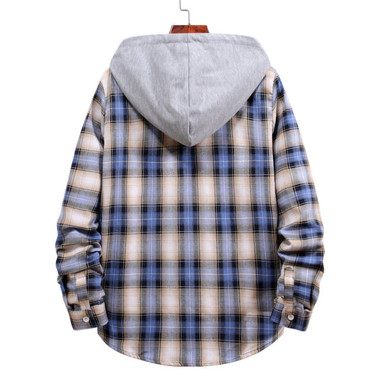 Herren Karohemdjacke mit Kapuze und großzügigen Taschen EB