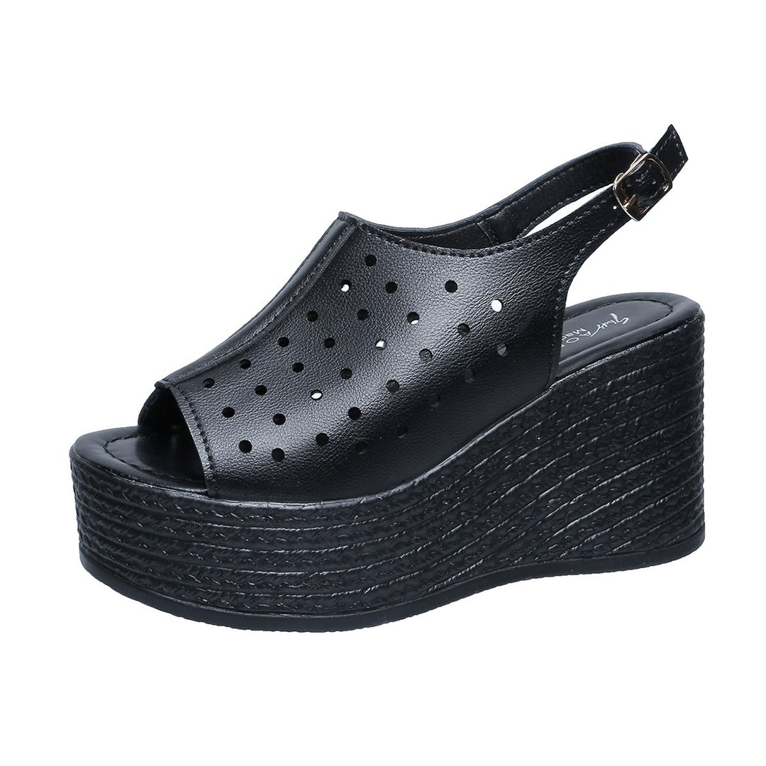Damen Plateausandalen mit perforiertem Obermaterial und komfortablem Fußbett EB