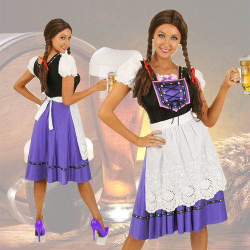 Damen nan Trachtenkleid mit geschnürter Miederblende und bestickter Schürze EB