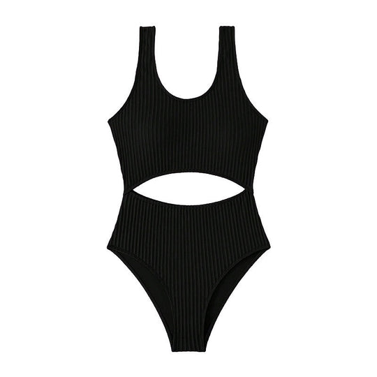 Damen Hochgeschnittener Cut-Out Einteiler Badeanzug EB