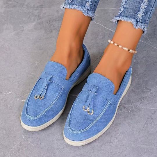 Damen nan bequeme Slip-On Loafer mit dekorativem Quastenbesatz und ergonomischer Gummisohle EB