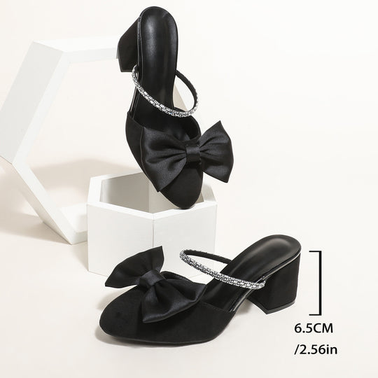 Damen modische Slingback Schuhe mit Blockabsatz und Schleifendetail EB