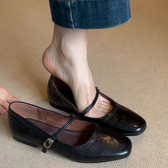 Damen elegante und bequeme Ballerinas mit dekorativem Riemchen EB