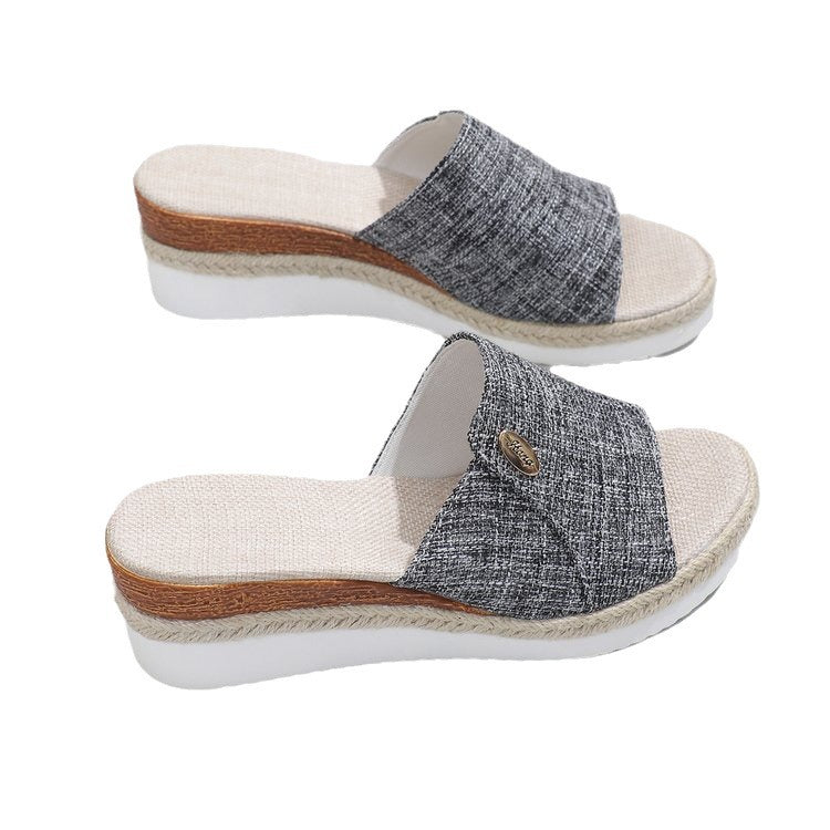 Damen Wedge-Pantoletten mit elastischem Riemendesign und rutschfester Sohle EB