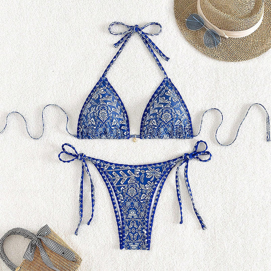 Damen Triangel-Bikini-Set mit verspieltem Bindedesign EB
