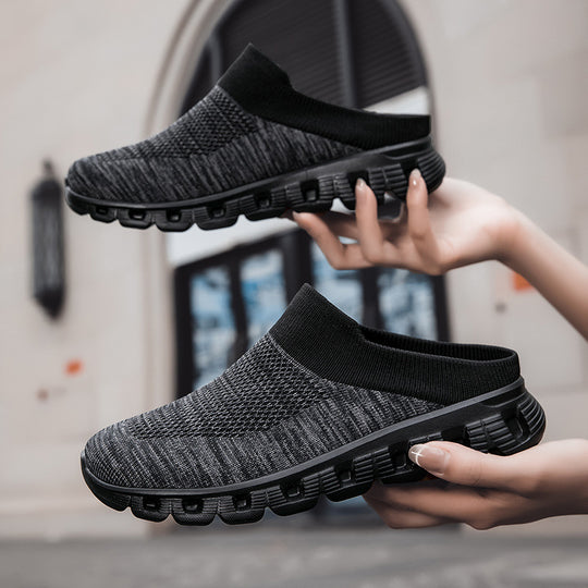 Damen Bequeme und atmungsaktive Slipper mit elastischem Strickoberteil EB