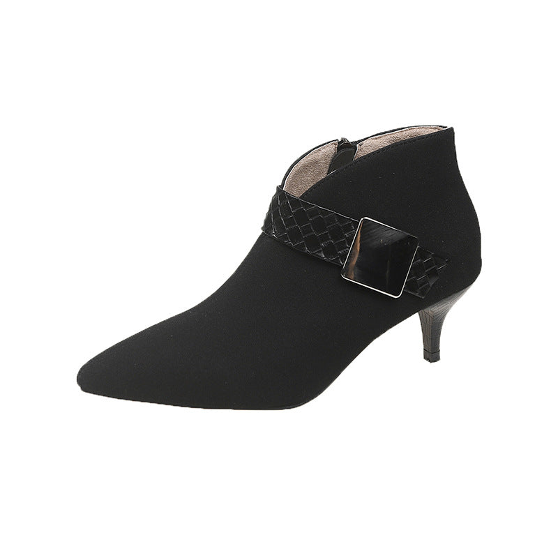 Damen Ankle-Boots mit modischem Riemen und elegantem Blockabsatz EB