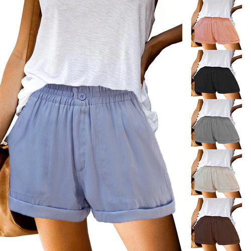 Damen leichte Chino-Shorts mit elastischem Bund und praktischen Taschen EB