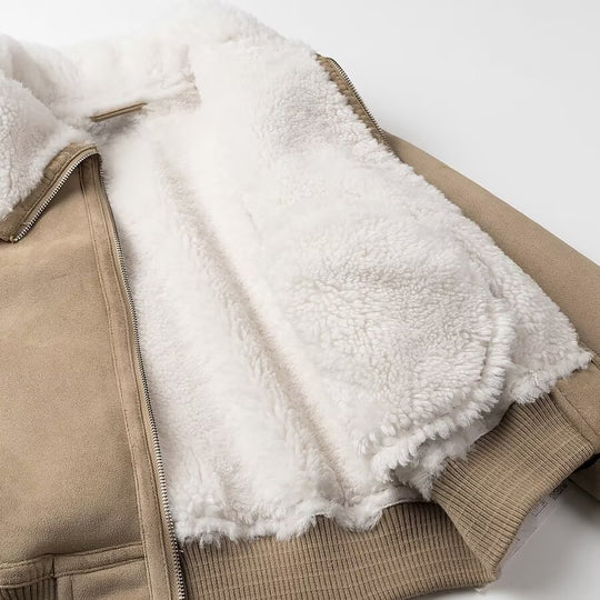 Damen elegante Steppjacke mit weichem Kunstfellkragen und praktischen Taschen EB