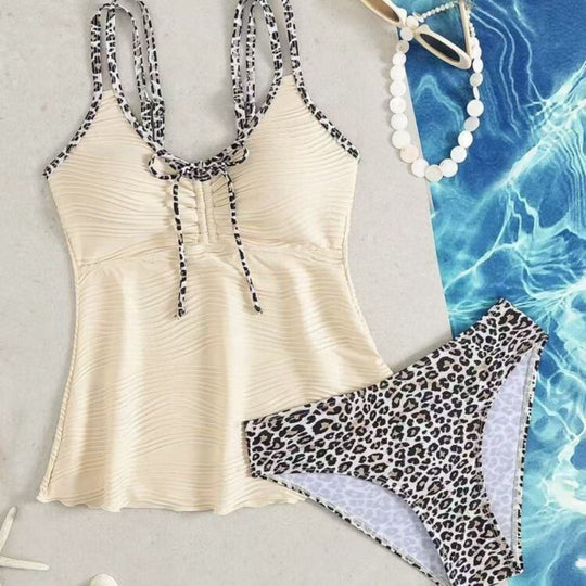 Damen Tankini mit gerafftem Oberteil und verspieltem Kordelzug EB