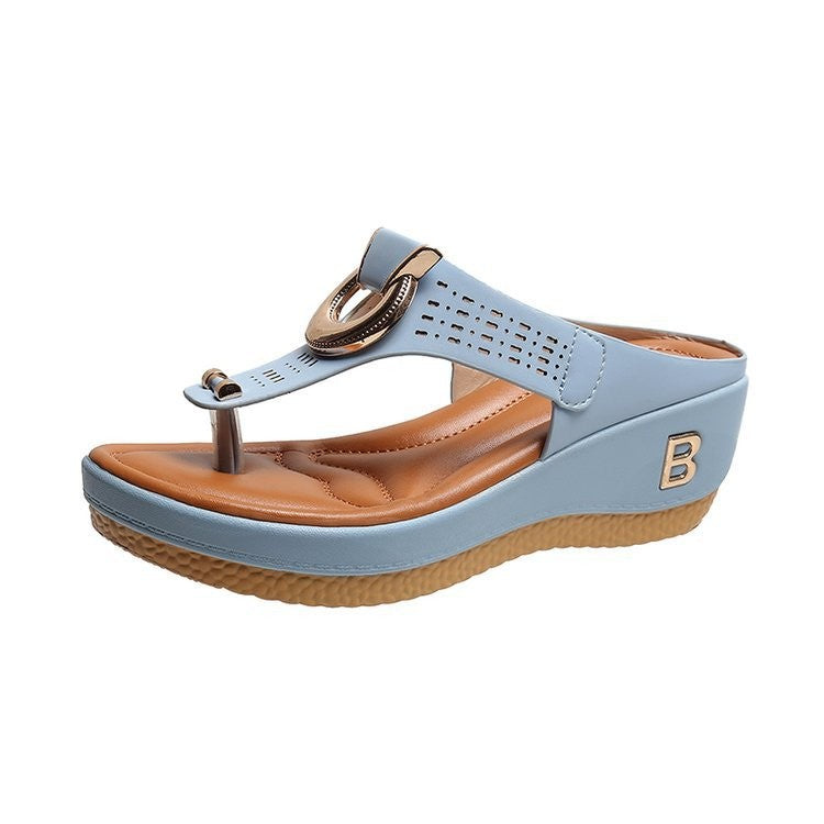 Damen Elegante Wedge-Zehentrenner mit modischen Riemen EB