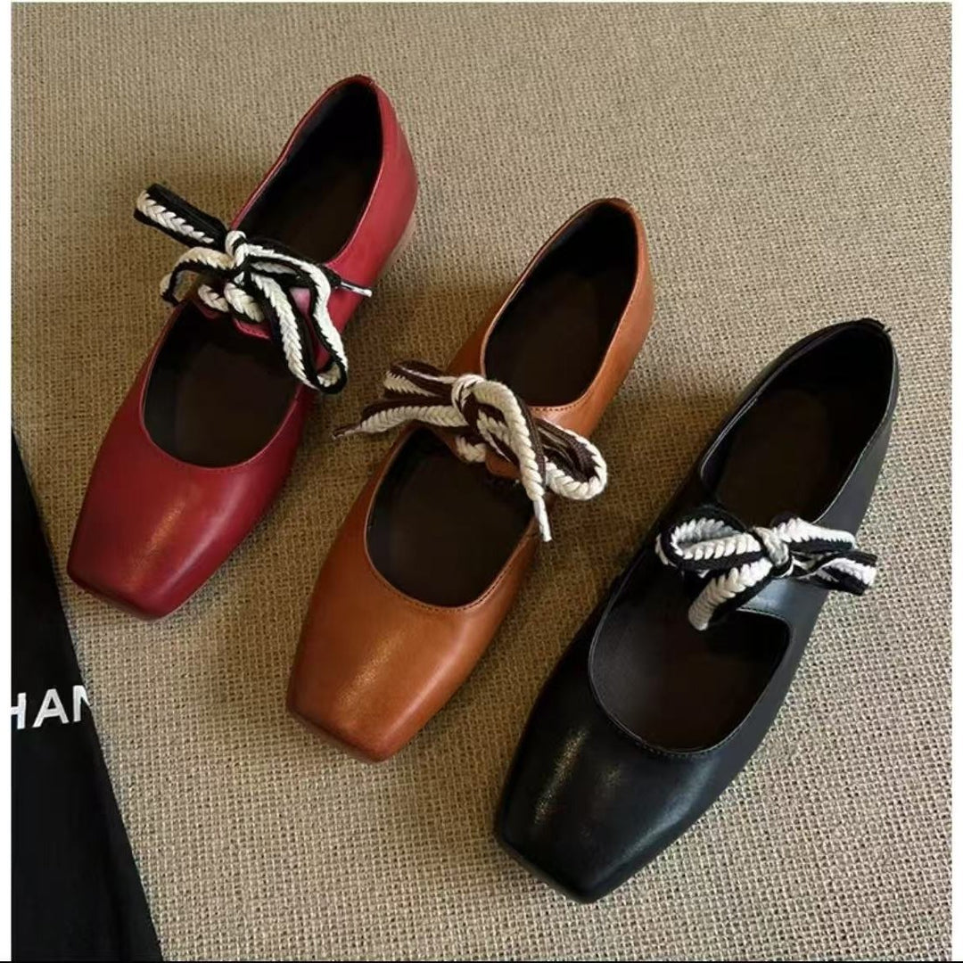 Damen elegante Ballerinas mit modischem SchnürDesign und komfortablem Blockabsatz EB