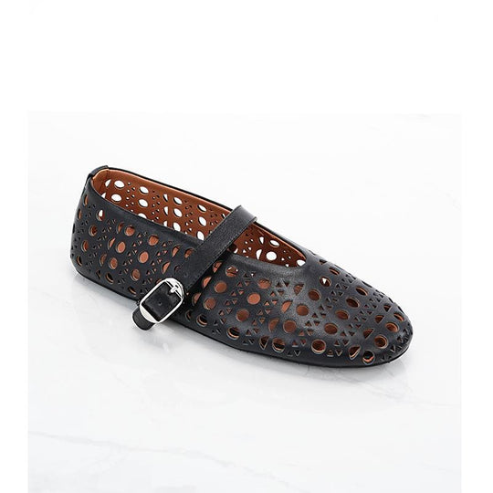 Damen Ballerinas mit perforiertem Design und verstellbarem Riemen EB