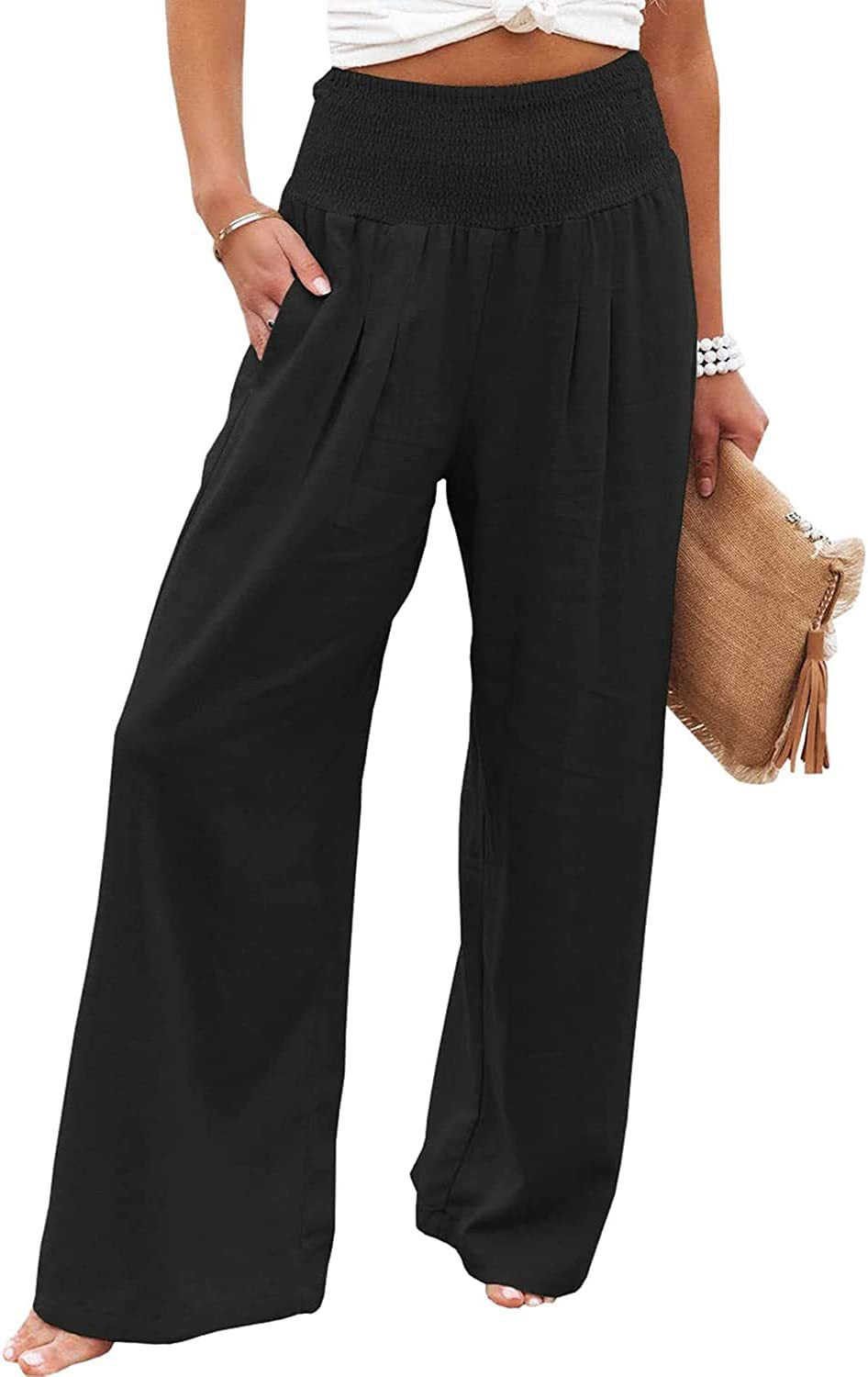 Damen Weite Sommerhose mit elastischem Bund und lockerer Passform EB