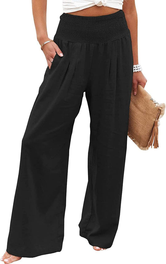 Damen Weite Sommerhose mit elastischem Bund und lockerer Passform EB