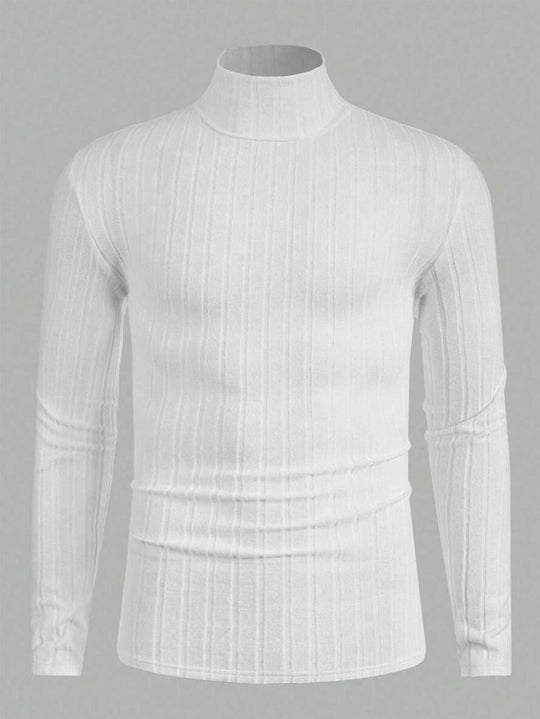 Damen Strickpullover mit hohen Kragen und feiner Rippenstruktur EB