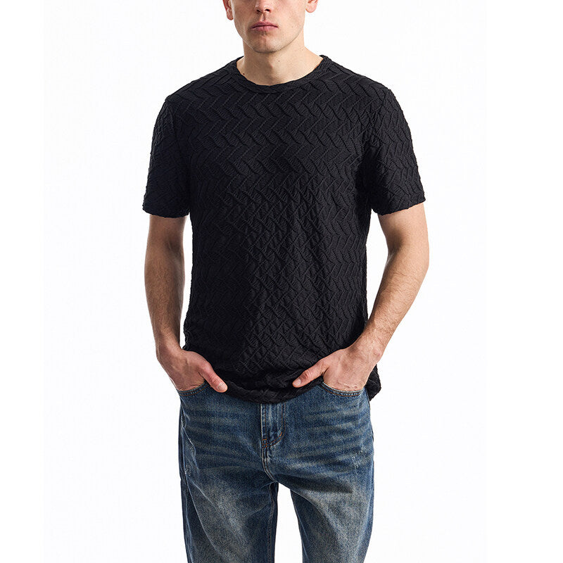 Herren T-Shirt mit strukturiertem Muster und lässiger Passform EB