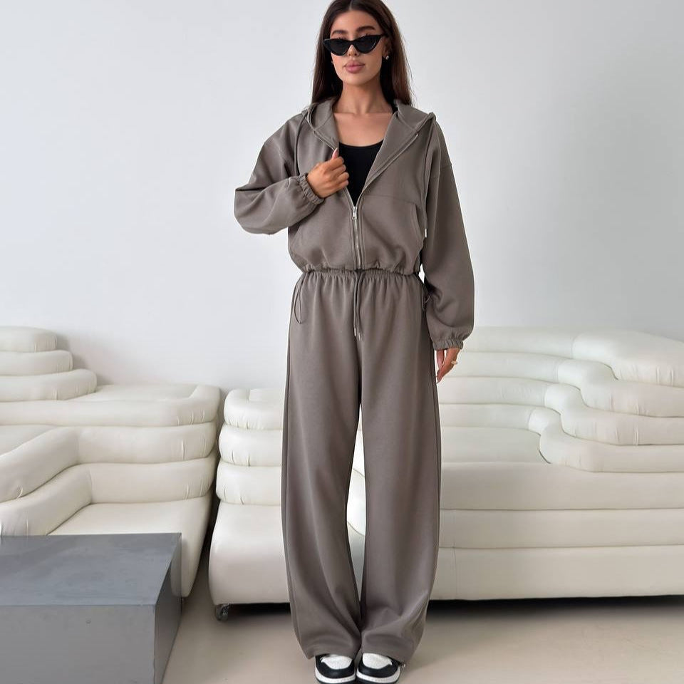 Damen lässige Kapuzenjacke mit hohem Kragen und Reißverschluss EB