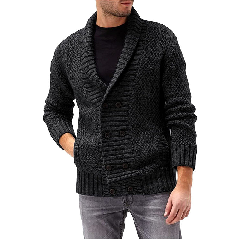 Herren Strickjacke mit doppelter Knopfleiste und modernem Strukturdesign EB