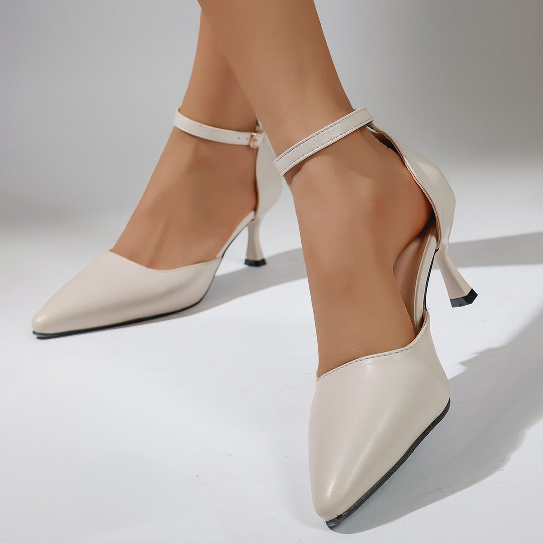 Damen elegante Slingback-Pumps mit schmalem Absatz und modischem Knöchelriemen EB