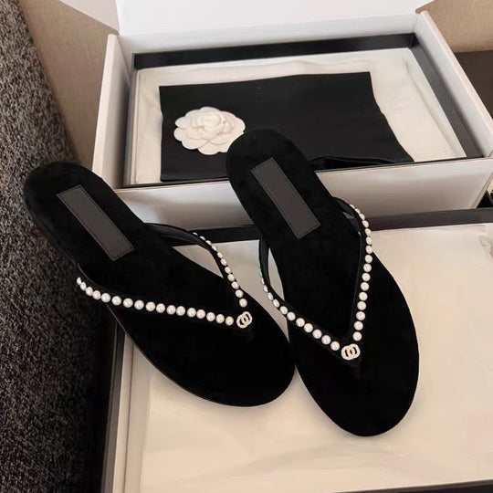 Damen Elegante und luxuriöse Perlensandalen EB