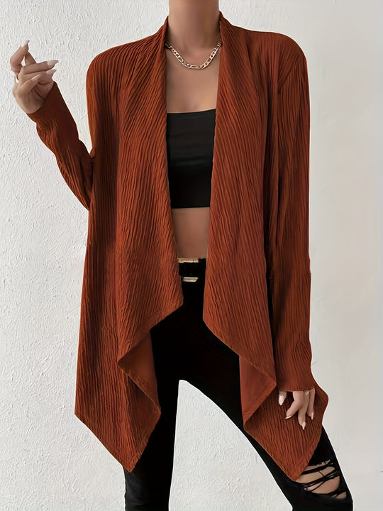 Damen Lässige Strickjacke mit modernem Waffelmuster EB