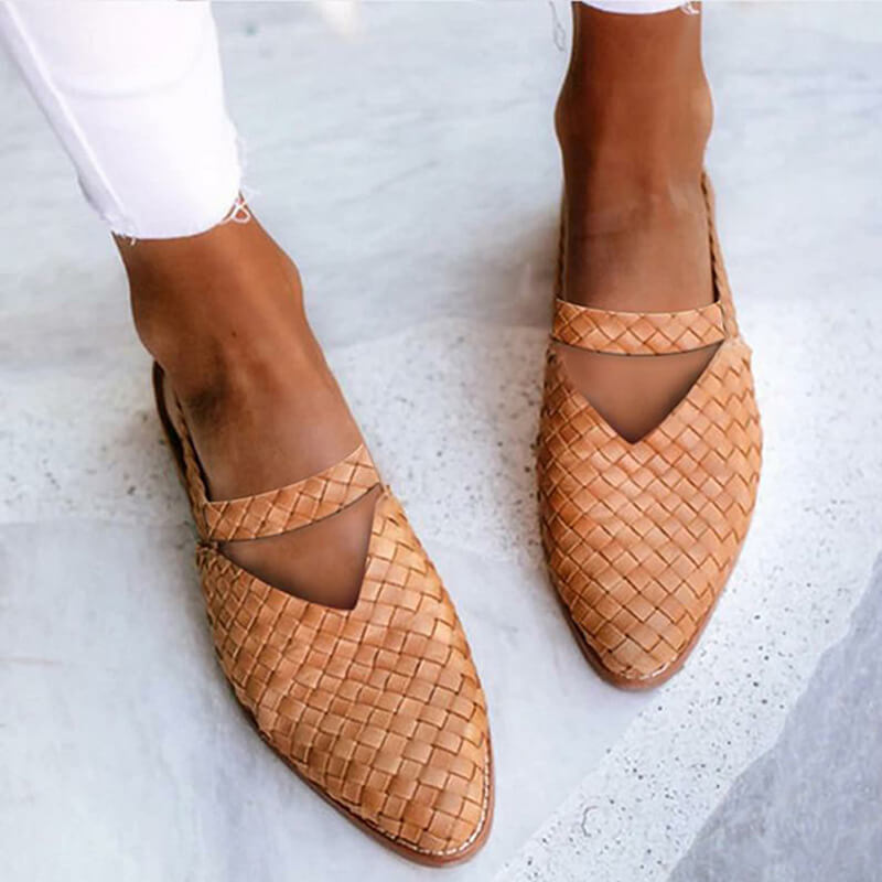 EB | Woven-Style Spitze Slingback Flats für Damen