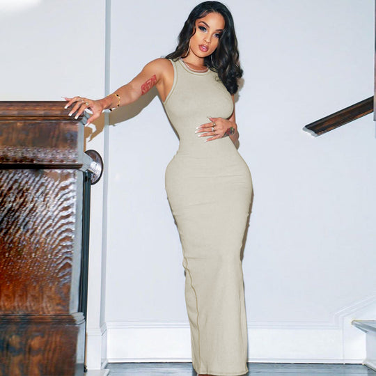 Damen figurbetontes Sommermaxikleid EB