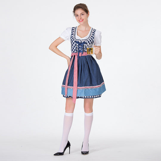 Damen Dirndlkleid mit traditionellen Karomustern und eleganter Schürze EB