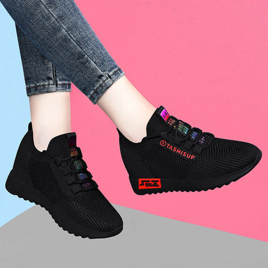 Damen Hochschnitt Sneakers mit atmungsaktiver Mesh-Oberfläche und komfortabler Wedge-Sohle EB