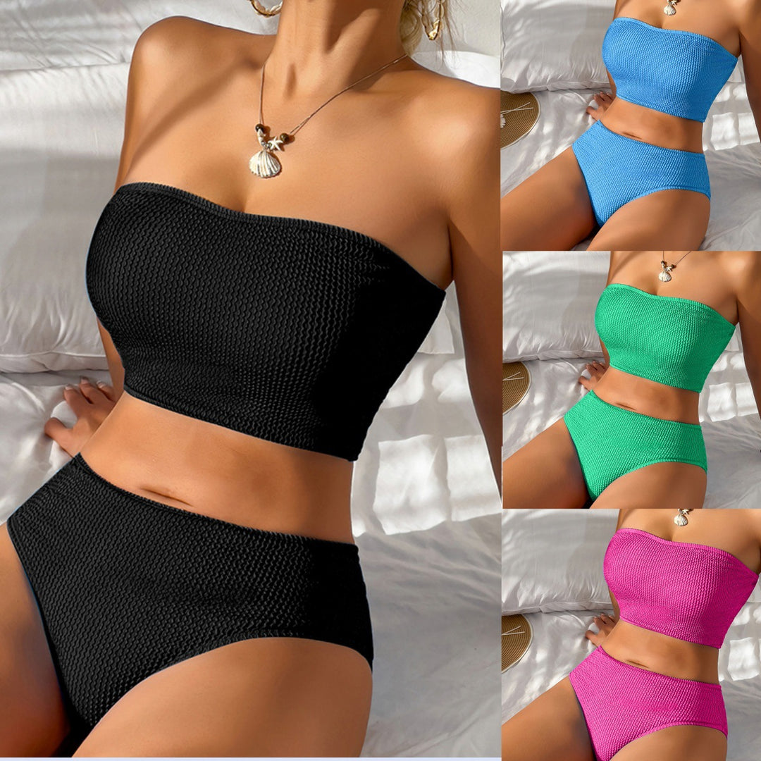 Damen Bandeau-Bikini-Set mit hochgeschnittenen Höschen EB