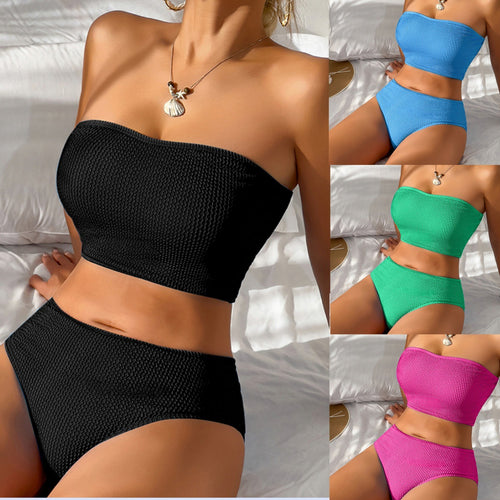 Damen Bandeau-Bikini-Set mit hochgeschnittenen Höschen EB