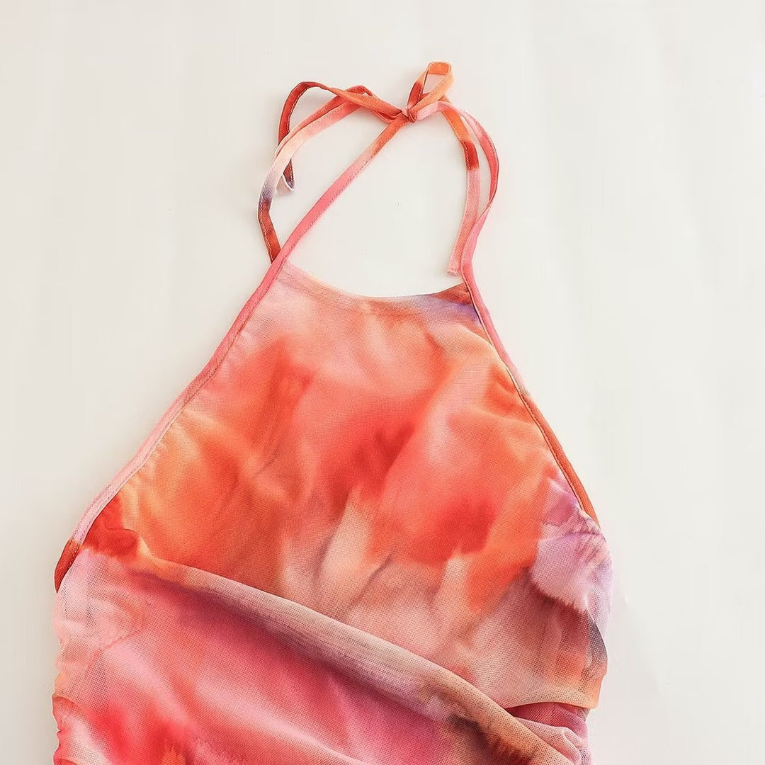 Damen Sommerkleid mit elegantem Rückenausschnitt und modernem Farbverlauf EB