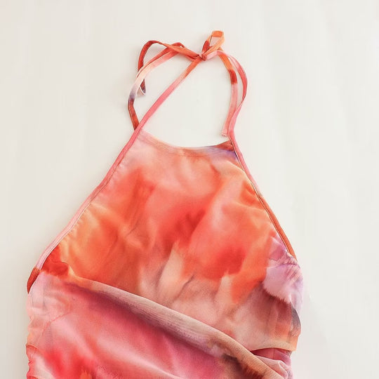 Damen Sommerkleid mit elegantem Rückenausschnitt und modernem Farbverlauf EB