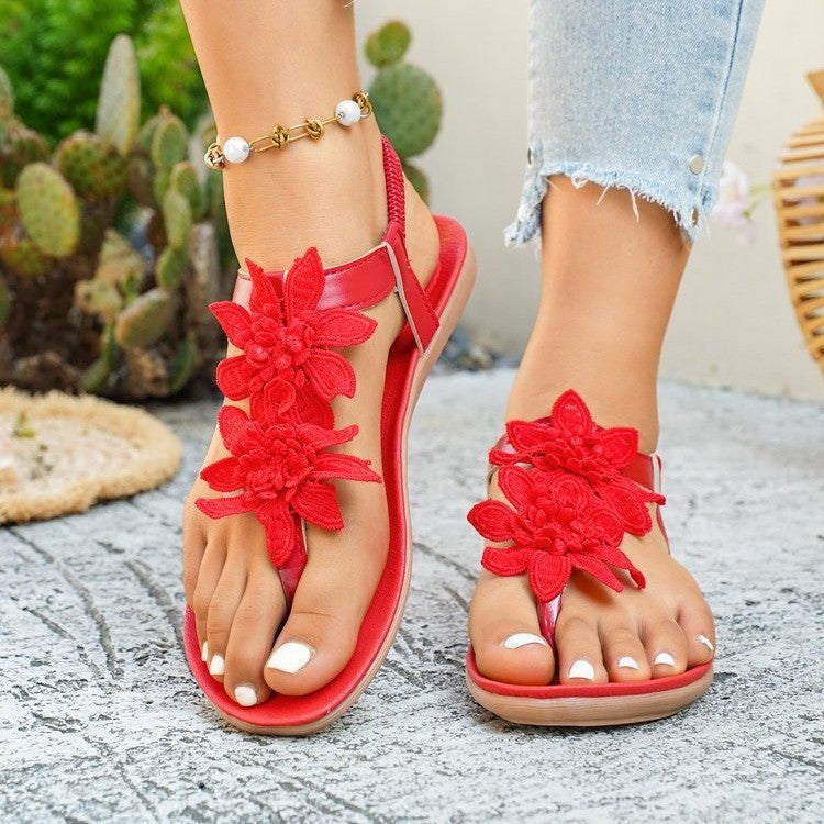 Damen Sandalen mit floralem Dekor und strapazierfähigem Fersenteil EB