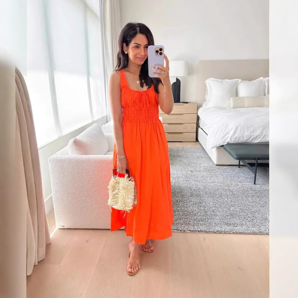 Damen Sommerkleid mit elastischem Taillenband und lockerer Passform Heidi-Mode